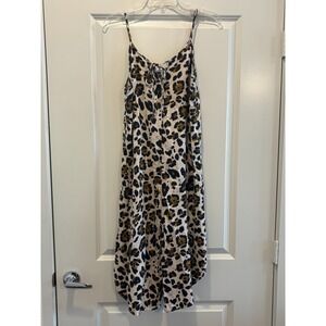 Urban Romantics Jumpsuit Women Large Multicolor Leopard Spaghetti Strap Wide Leg